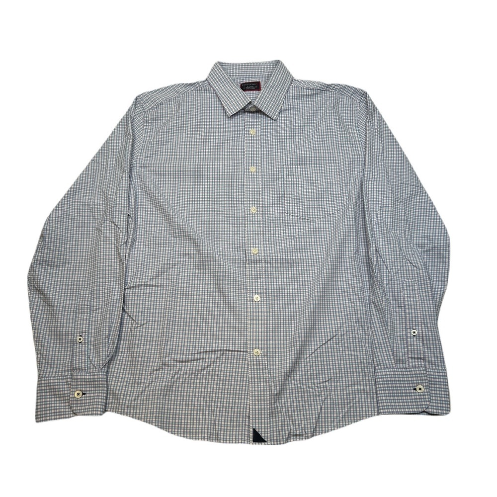 UNTUCKit Slim Fit Performance Shirt Mens XL Blue Check Long Sleeve Nylon Stretch
